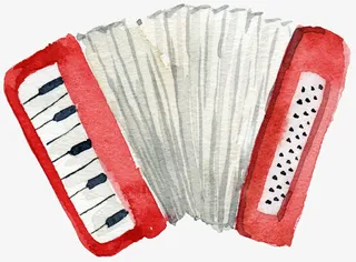 手绘水彩风电子琴免抠