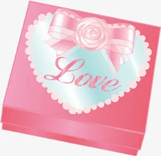 手绘粉色梦幻玫瑰礼盒免抠