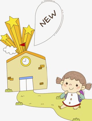 上学的小女孩场景图免抠