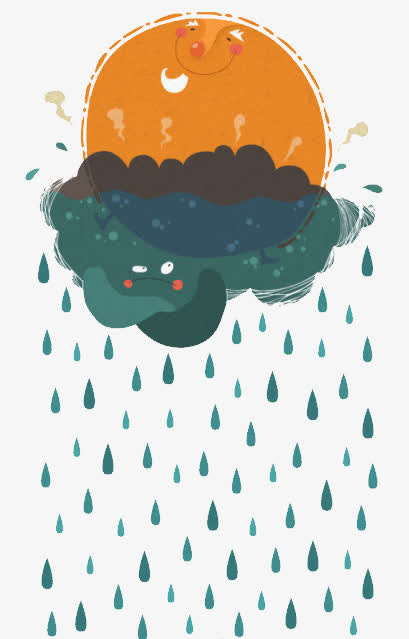 下雨 阴天 太阳 云  小清新免抠