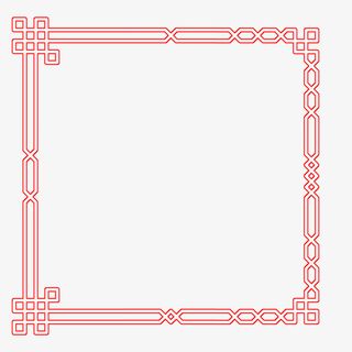 中国风浮雕立体红色正方形边框免免抠