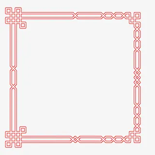 中国风浮雕立体红色正方形边框免免抠