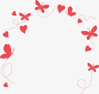 红色情人节爱心蝴蝶框架免抠