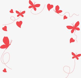 红色情人节爱心蝴蝶框架免抠
