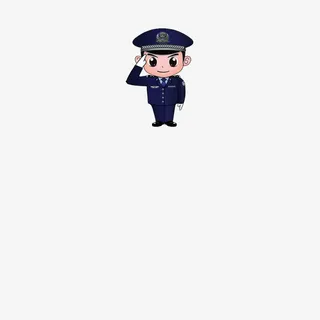 卡通人物，敬礼的男警察免抠