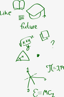 开学季绿色线条数学免抠