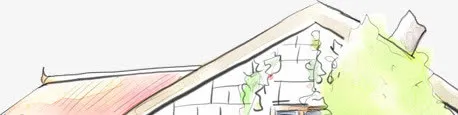 手绘卡通绿叶房屋免抠