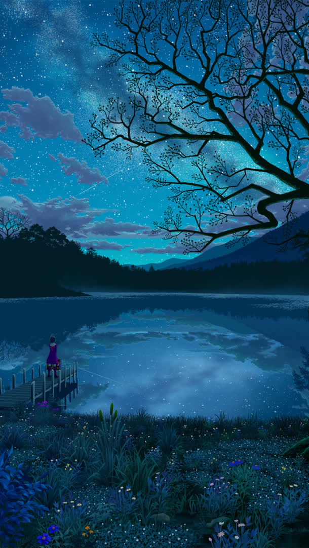 树木星光艺术背景