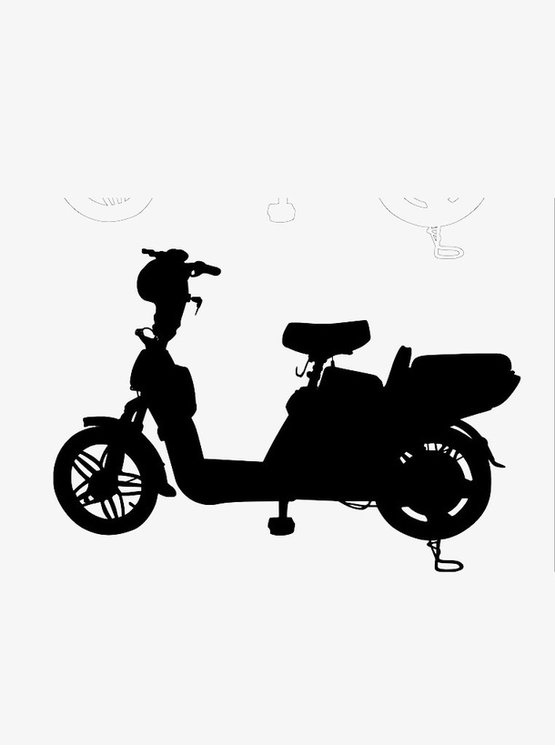 卡通黑色的代步小工具小电动PNG免抠