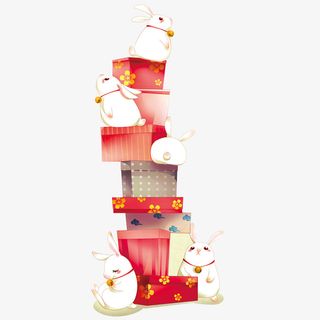 中秋节月兔礼盒免抠