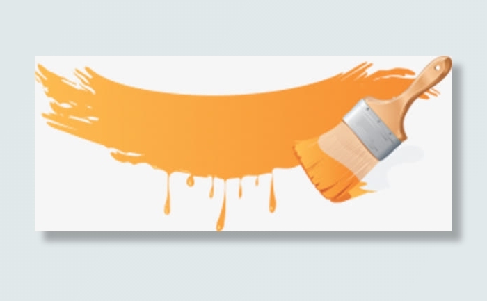 橘色漆墙刷免抠