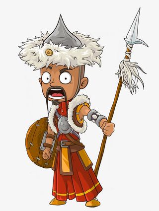 拿着枪与盾牌的少数民族战士免抠