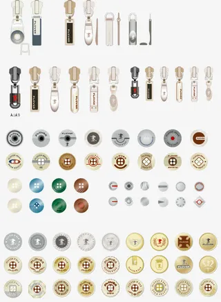 五金拉链头扣子大总汇矢量素材免抠