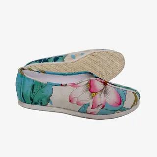 荷花水墨风布鞋免扣免抠