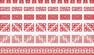 红色中式花边免抠