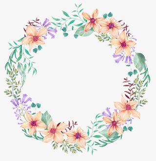 美丽花草植物圆环免抠