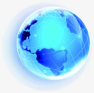 手绘蓝色光效地球免抠