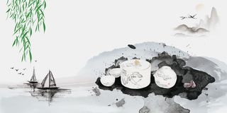 中国风茶文化海报背景素材高清