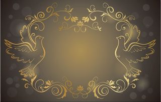 金色鸽子花纹边框海报背景素材高清
