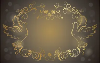 金色鸽子花纹边框海报背景素材高清
