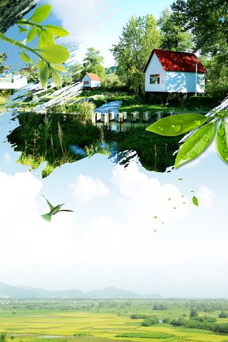 美丽生态乡村旅游郊游海报背景素材高清