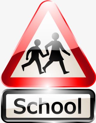 前方学校开车慢行标志免抠