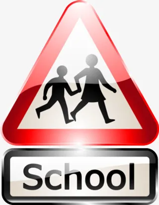 前方学校开车慢行标志免抠