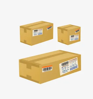 矢量黄色快递包裹箱子免抠