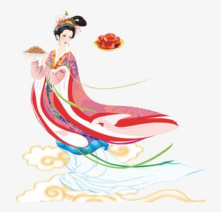 中秋节八月十五嫦娥吃月饼免抠