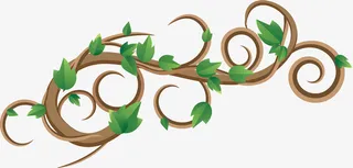 卷曲手绘风格矢量藤蔓免抠