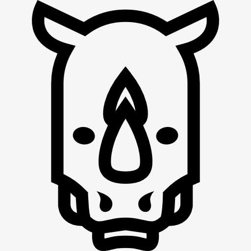 犀牛头正面的轮廓图标免抠