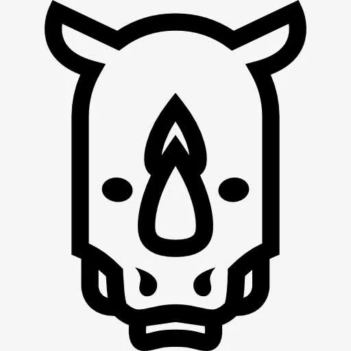 犀牛头正面的轮廓图标免抠