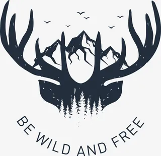 麋鹿黑白花臂图案免抠