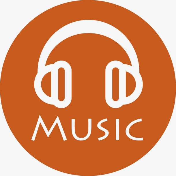 橙色音乐耳机logo免抠