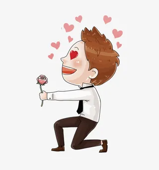 拿着玫瑰花示爱的男人免抠