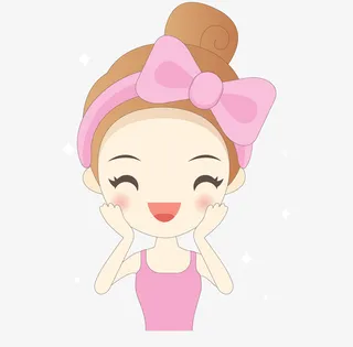 卡通高兴的粉色女孩免抠