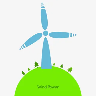 绿色手绘风车免抠