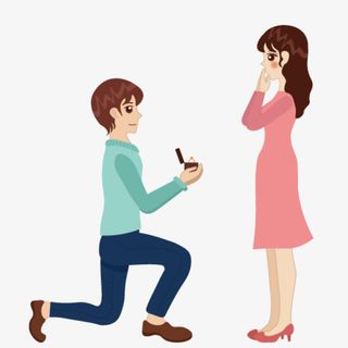 跪地求婚的帅气男人免抠