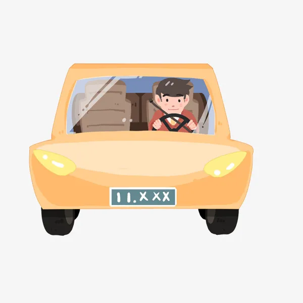 卡通手绘开车的人免抠