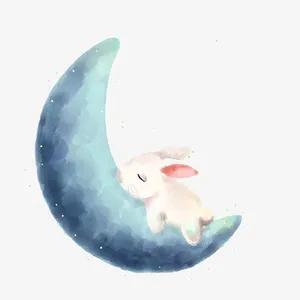 中秋手绘玉兔免抠