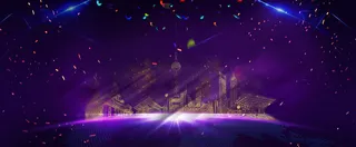 大气企业年会紫色banner高清