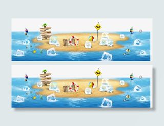 沙滩海边素材免抠