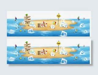 沙滩海边素材免抠