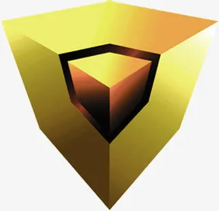 高清创意黄色质感渐变正方体免抠