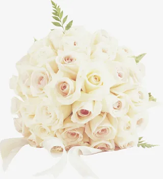 白色玫瑰花捧婚礼素材免抠装饰植物元素