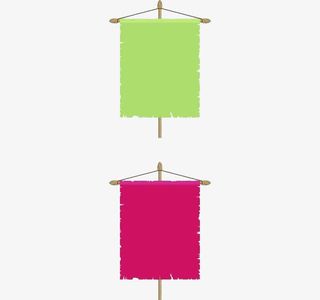 彩色手绘挂旗帜免抠