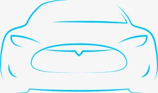 蓝色简笔画线条汽车免抠