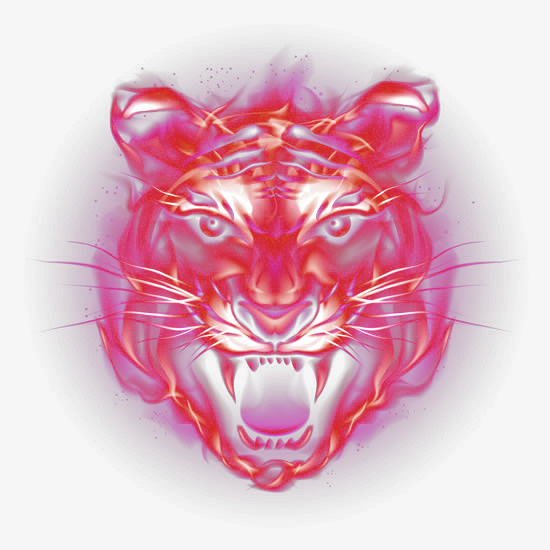 红色大气老虎效果元素免抠