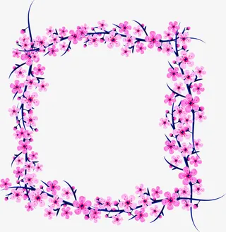 卡通春天浪漫樱花边框装饰免抠