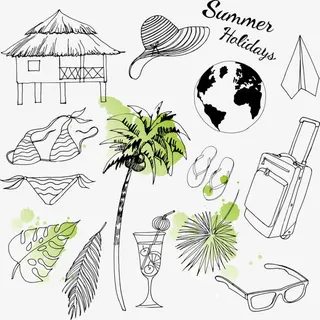 矢量手绘夏日元素免抠